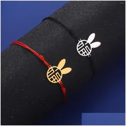 Pulseiras de charme -vendendo luz luxuoso titanium hollow Futu aço inoxidável estilo de personalidade de personalidade simples jade string brac d dhvjq