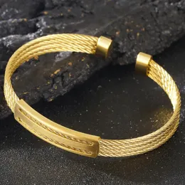 Bangle Gold Bated Bathed Aço inoxidável de 8 mm Largura de 4 linhas Cadeia de fio Manguar
