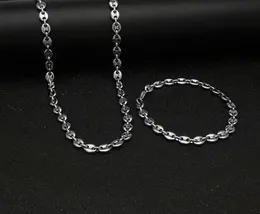 316L Cadeia de feijão de café em aço inoxidável 22Quotnecklace e 8Quotbracelets Moda Hip Hop Jewelry Chain Gold para MEN7920859