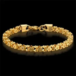 Bracciale fiore femminile per donna Braslet colore dorato Bracciali a maglie a catena in oro giallo 14k Gioielli da donna