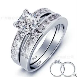 여성을위한 새로운 Real 925 Sterling Silver Wedding Ring Set Silver Wedding Engagement Jewelry Whole N64247J