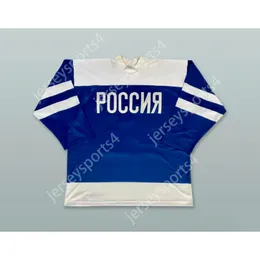 Benutzerdefinierte Viktor Kozlov 25 Russland Blue Hockey Trikot neue Top-S-M-L-XL-XXL-3XL-4XL-5XL-6XL