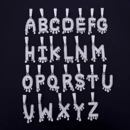 Hip Hop vereiste kleine Tropfblasenbuchstaben Anhänger Halskette Micro Pave Zirkon mit Seilsch Chian Schmuck für MEN293R