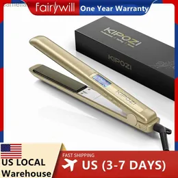 Курлеры для волос выпрямители Kipozi Professional Hair Hair Leating Titanium Plate Flat Iron с ЖК -дисплеем Digital Dual напряжение инструмент для волос Fast Heatingl231222