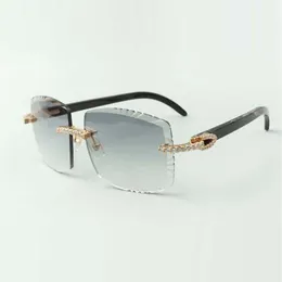 Designer Endless Diamonds Sonnenbrille 3524022 Schneidelinsen natürlicher schwarzer texteded Buffalo Hornbrillen Größe 58-18-140mm256r