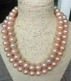 Double strand AAA 910mm South China Sea Pink Pearl Necklace 18 inch 14k Gold Buckle 231221