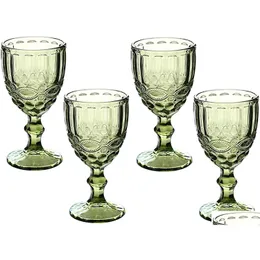 Bicchiere d'acqua colorate di vino in acqua da 10 once di vetro rosso per succo di succo che beve il design in rilievo per la consegna goccia giardino cucina cucina dhhud