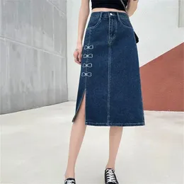 Signe 2023 Women's Spring and Autumn High Wile Slim Slim Slit Skirt Galda in stile retrò MIDI