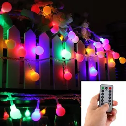 سلاسل 16 قدم 50 LED LED في الهواء الطلق الأضواء سلسلة الأضواء 8 أوضاع بطارية تعمل كرة بيضاء بلوريت أبيض خصيص خفيفة IP65 مقاومة للماء