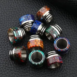 Snake Skin Grid Pattern 810 Thread Epoxy Resin Stainless Steel Drip Tips Wave Wide Bore SS Mouthpiece TFV8 TF12 Kennedy 24 Goon 528 ZZ