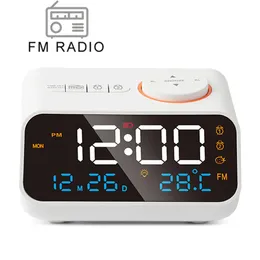 Mordern FM Radio LED Alarm Clock para a cabeceira Despertar calendário de mesa digital com temperatura Termômetro Hygrômetro 231221