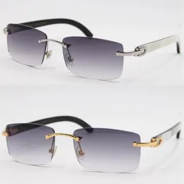 Cały styl 8200757 Stylowe okulary przeciwsłoneczne oryginalne naturalne czarno -białe pionowe paski Buffalo Horn szklanki 18k złoty UV400 LE253Q