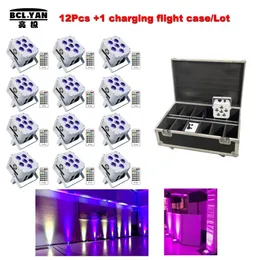 Light Hot selling RGBWAP led battery operated wireless dmx par lights /led stage lighting IR remote 12XLot with charging flight case