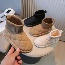 부츠 어린이 Lingge Snow 2023 Winter Boys 'Plush Cotton Shoes Girls'Elastic Short Tube Socks Drop Cute