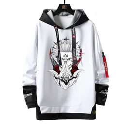 Anime lapptäcke tröjor jujutsu kaisen hoodies casual lös tröja ribbons brev tryck pullover gojo satoru hoodie