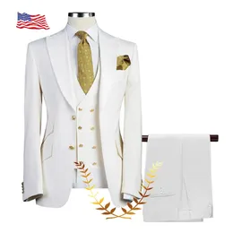 Elfenbeinanzug für Männer Hochzeit Smoking Formale Jacke Hose Weste 3 Piece Set Revers -Outfit Slim Fit Blazer hübsche Herren 231221