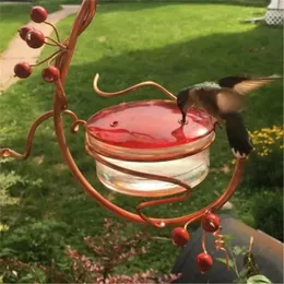Outros pássaros abastecem o ramo de ramo de disco vermelho animal de estimação com alimentador de metal destacável para bebedora branca bebedora de beija -flor