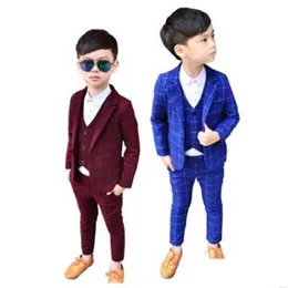 Clothing Sets Formal 3Pcs Kids Plaid Wedding Blazer Suit Brand Flower Boys Party Tuxedos School Spring 2-12Y 201127 Drop Delivery Ba Dhhxl