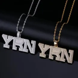 Collane a pendente aiitiei ghiacciato bling yrn lettere collana con catena di corda uomo oro colore hip hop hip hop moda gioielli293m293m