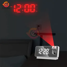 180 ° Rotation LED Digital Projection Alarm Clock Mute Electronic Clock Takprojektor Alarmklocka för sovrummet Bedside Desktop 231221