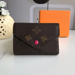 Designerkort Wallet Woman Ali Luxurys plånbokshandletter M41938 Äkta läderbruna blommor Mini Cowhide Foder Original Leather Classic Pures High Quality Påsar