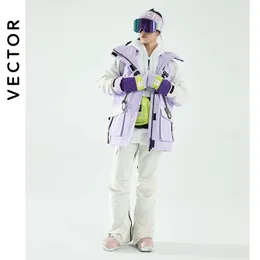 Vector Brand Ski Suit Women's Winter Purple Jacket Warm and Waterproof Women's Jacket Outdoor Ski Bike Camping Windproof 231221