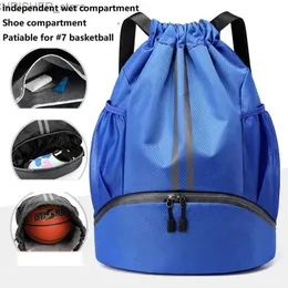 Utomhuspåsar Vattentät gymnastik Bag Swimming Fitn Travel Sports Bag Independent Wet and Shoe Compartment Drawstring Basketball Pouchl231222