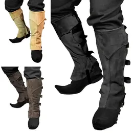 Средневековые готические панк -пиратские сапоги покрывают Fauxed в стиле ренессанс в стиле стимпанк на ботинках черные аксессуары для мужчин. Женщины 231221