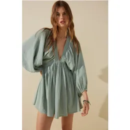 1218 XXL 2024 Milan Runway Dress SPring Summer V Neck Long Sleeve Above Knee Brand Same Style Womens Dress Fashion High Quality SH