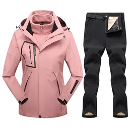 Women Ski Anzug wasserdichtes Schnee -Fleece -Jacke Hosen weibliche Snowboard -Sets Frauen Winter Sport warm atmungsable Outfits 231221