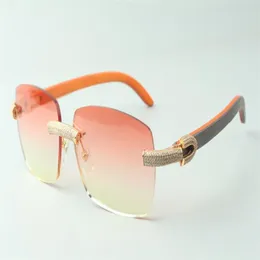 Óculos de sol Direct S micro-pavimentados diamantes 3524025 com templos de madeira laranja de designers de designer de 18-135 mm267q