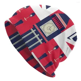 Bandeira britânica vintage com símbolos de Londres Skullies Beanies Caps Streetwear Chapéus de tricô de inverno União Union Jack Bonnet