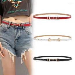 Belts 2023 Retro Horse Titles Buckle Thin Belt Women's Gold Versatile Casual Decoration Jeans Suit Dress Small Women