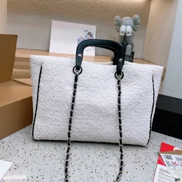 kanałowa torba na torbę na zakupy w torbie projektant deauville plażowa łańcuch crossbody luksurys torebka moda na ramię Wysokiej jakości wełniana dama torebka