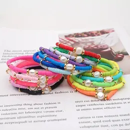 Bangle 10pcs 2022 Natural Pearl Heishi Bransoletka wielokolorowa wielokolorowa polimer Clay Boho Bracelety dla kobiet letnia biżuteria