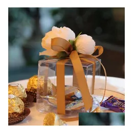 INVIONE GIOCO CHILD PVC Scatole di favori di nozze festa di compleanno Candy Aron Cake Coint Flower Ribbon Square Waps Christmas Drop Driley Oth4y