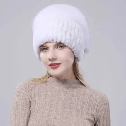 Chapéus de pele para mulheres inverno real rex rabbit hat fox pur kniting feminino tampa de neve quente senhoras elegantes princesas beanies Cap 230920