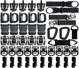 48pcs Tactical Gear Clip Strap Molle Web Dominators Webbing Attachments Kit for Backpack Vest Belt Outdoor Hydration Tube2160210