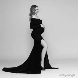 드레스 사진 촬영 가운 베이비 샤워 여성 임신 사진 옷 긴 임신 드레스 R23051 드레스 섹시 어깨없는 출산 드레스
