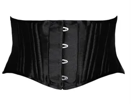 24 Double Flat Boned Short Torso Steel Boned Waist Trainer Body Shaper Satin Underbust Corset Women Slimming Belt Black White XS39973491