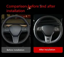 مناسبة للملصقات الزخرفية لعجلة القيادة 3/Y Tesla Model 3/Y ، وأجزاء تعديل السيارات ، والديكورات الداخلية