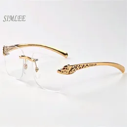 Óculos de sol de designer vintage de 2018 para homens homens sem aro búfalo cornos de chifre de ouro molduras de leopardo de ouro barato óculos femininos