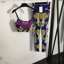 luxurious women tracksuit brand clothing for ladies summer Letter flower printed tube top suspender vest+elastic slim leggings Dec 23