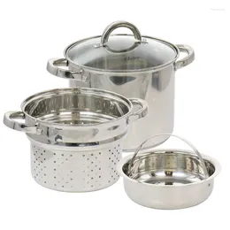 Cookware Sets 4 Piece 5 Quart Stainless Steel Pasta Pot With Lid