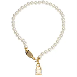Neuankömmlinge Perle Kette Saturn Lock Anhänger Halskette Frauen Schloss Planet Halskette Mode Schmuck Accessoires für Geschenkparty207V