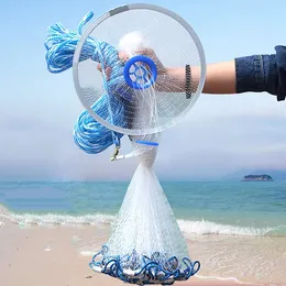 Finder Deep Hole Cast Net Iron Pendant Hot Sale Fishing Net with Blue Ring Diameter 240cm American Style Small Mesh