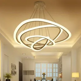 4 ring acrylic Chandelier Modern round pendant lamp 90-260V 64 88 100CM Simple personality pendant lamps LLFA287B