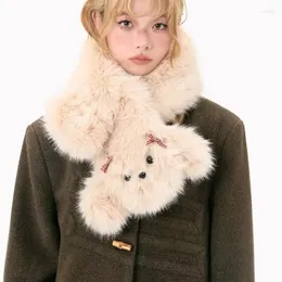 الأوشحة اليابانية الحلوة اللطيفة اللطيفة الجرو الصغيرة وشاح المرأة الخريف والشتاء الفراء دافئة الأزياء الإناث الإكسسوارات العصرية