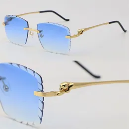 Nuovo Luxury Diamond Cut Lens Metal Gheetah Series Serie da sole Man Woman Frame di alta qualità Designer Uv400 Gold Uv400 Grande Sta2855