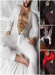 Sexy Männer Nachtwege Men039s Stretch Trikot Unterwäsche Pyjamas bequem und weiche Nachtwäsche Bodysuit Langarm Yjl886933358